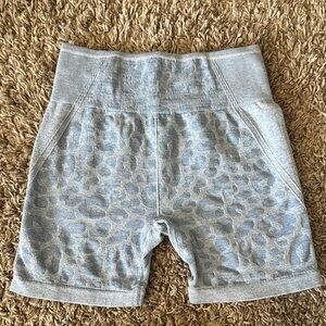 Gray Leopard Print High-Waisted Shorts
